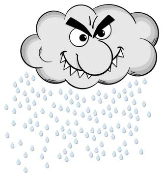 Cartoon raincloud isolated on white Stock Illustration