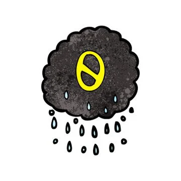 Cartoon raincloud with number zero Stock Illustration