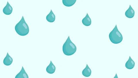 Cartoon raindrops falling against light blue background in seamless loop mo.. Stock Footage 338991321