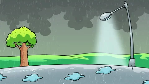 Cartoon Rainy Day Stock Footage 283908918