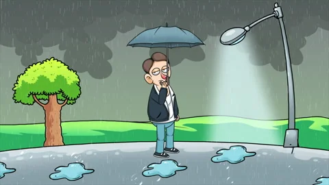 Cartoon Rainy Day Stock Footage 283909099
