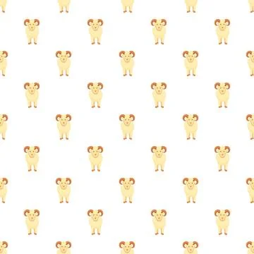Cartoon ram sheep pattern on white background Illustrazione stock