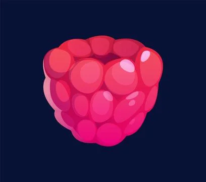 Cartoon raspberry berry fruit with glossy texture Illustrazione stock