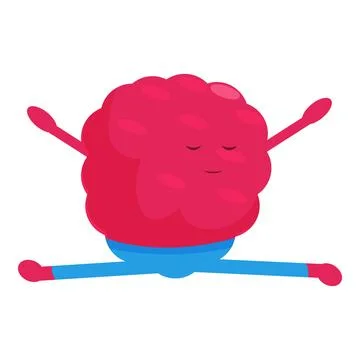 Cartoon raspberry character doing a split, promoting a healthy lifestyle Stock Illustration