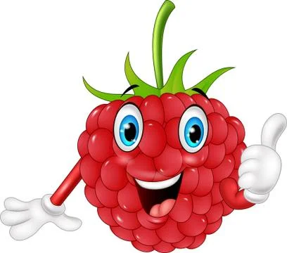 Cartoon raspberry giving thumbs up Stock Illustration