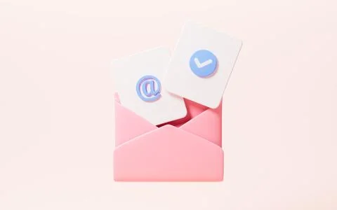 Cartoon read mail, open mail, 3d rendering. Stock Illustration