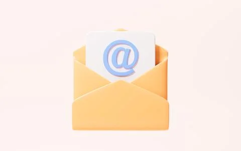 Cartoon read mail, open mail, 3d rendering. Stock Illustration