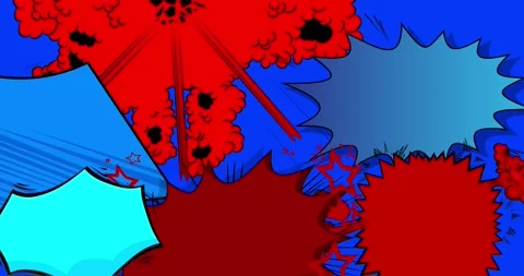 Cartoon red and blue comic book background animation Stock Footage 302327992