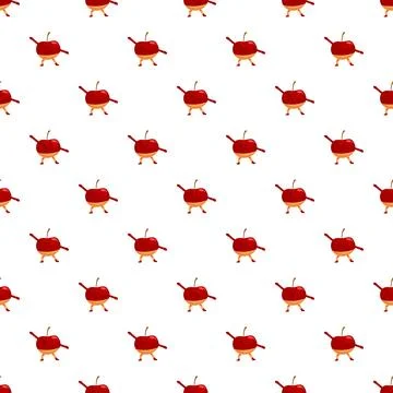 Cartoon red apple characters dancing pattern on white 스톡 일러스트