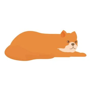 Cartoon red cat lying down and stretching its paws Illustrazione stock
