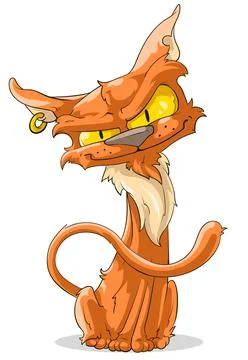 Cartoon red cat with piercing Stock Illustration