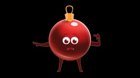Cartoon Red Christmas Ball Pointer Left Bad Pose Animation with Alpha Channel Stock-Footage 82269452