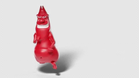 Cartoon Red Devil Character Executing MMA Front Kick Seamless Loop 스톡 동영상 346205599