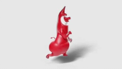Cartoon Red Devil Character Executing MMA Kick Right Side View Loop 스톡 동영상 346205793
