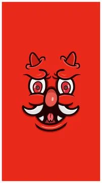 Cartoon Red Devil Face With Funny Expression For Background and Walpaper. C.. Stock Illustration