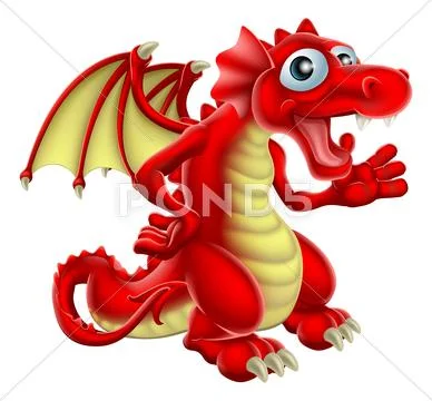 Cartoon red dragon Stock Illustration