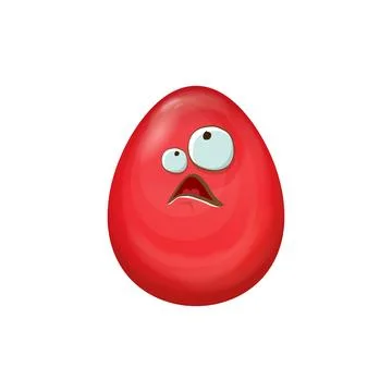 Cartoon red easter egg cartoon characters isolated on white background. Red 스톡 일러스트