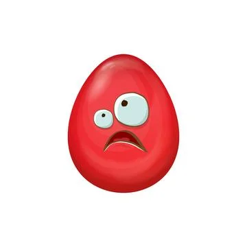 Cartoon red easter egg cartoon characters isolated on white background. Red Stock Illustration