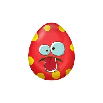 Cartoon red easter egg characters withh dots isolated on white background. Red Illustrazione stock