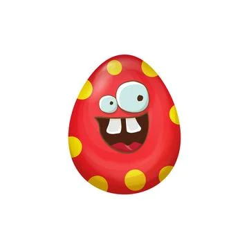 Cartoon red easter egg characters withh dots isolated on white background. Red Illustrazione stock