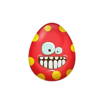 Cartoon red easter egg characters withh dots isolated on white background. Red Stock Illustration