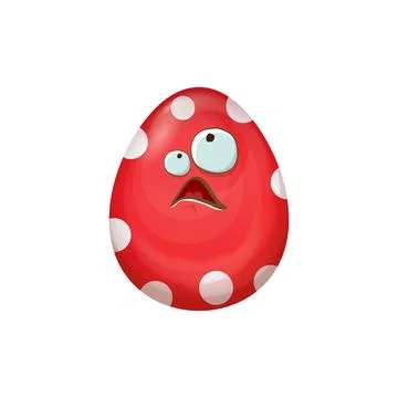 Cartoon red easter egg characters withh dots isolated on white background. Red Illustrazione stock