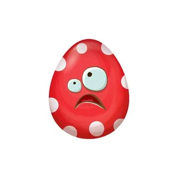 Cartoon red easter egg characters withh dots isolated on white background. Red Illustrazione stock