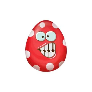 Cartoon red easter egg characters withh dots isolated on white background. Red Stock Illustration