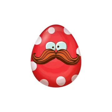 Cartoon red easter egg characters withh dots isolated on white background. Red Illustrazione stock