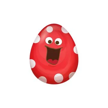 Cartoon red easter egg characters withh dots isolated on white background. Red Illustrazione stock
