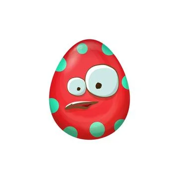 Cartoon red easter egg characters withh dots isolated on white background. Red Stock Illustration
