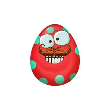 Cartoon red easter egg characters withh dots isolated on white background. Red 스톡 일러스트
