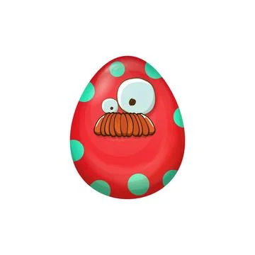 Cartoon red easter egg characters withh dots isolated on white background. Red Illustrazione stock