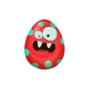 Cartoon red easter egg characters withh dots isolated on white background. Red Illustrazione stock