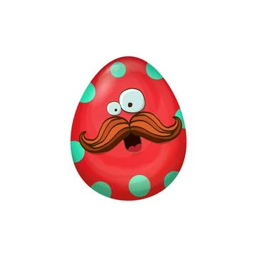 Cartoon red easter egg characters withh dots isolated on white background. Red Illustrazione stock