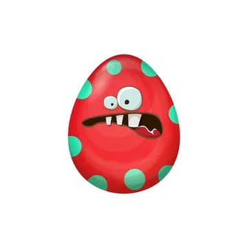 Cartoon red easter egg characters withh dots isolated on white background. Red Illustrazione stock