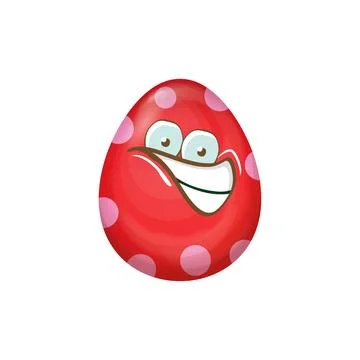 Cartoon red easter egg characters withh dots isolated on white background. Red 스톡 일러스트