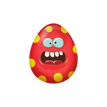 Cartoon red easter egg characters withh dots isolated on white background. Red Illustrazione stock