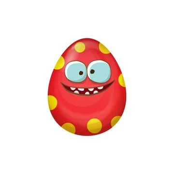 Cartoon red easter egg characters withh dots isolated on white background. Red Illustrazione stock