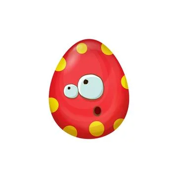 Cartoon red easter egg characters withh dots isolated on white background. Red 스톡 일러스트