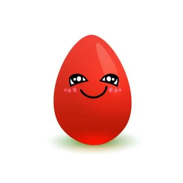 Cartoon Red Easter Egg Happy Smiling Isolated On White Background Stock Illustration
