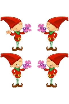 Cartoon Red Elf 스톡 일러스트