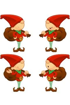 Cartoon Red Elf 스톡 일러스트