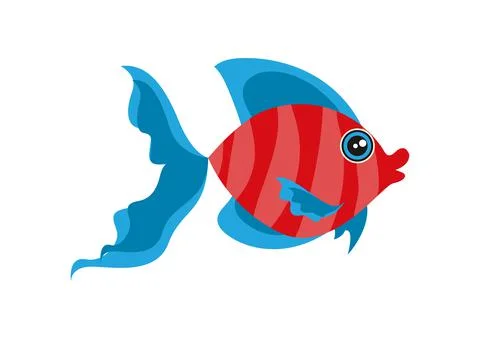 Cartoon red fish in flat style. Vector illustration of aquarium fish Illustrazione stock