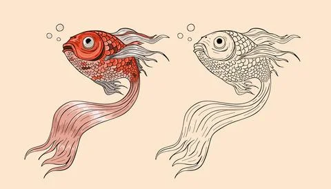 Cartoon red fish vector illustration Stock Illustration