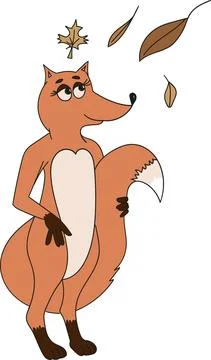 Cartoon red fox, vector illustration on the white background Stock Illustration