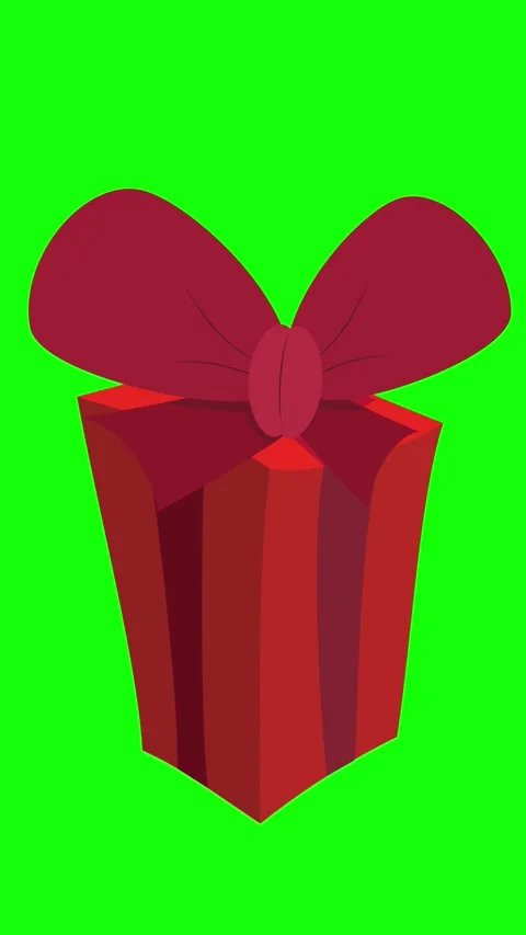 Cartoon red gift box with a bow resembling heart jumps down on a green screen. Stock Footage 321696673
