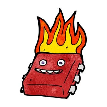 Cartoon red hot computer chip 스톡 일러스트