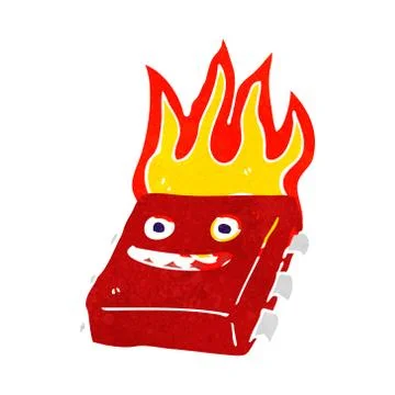 Cartoon red hot computer chip 스톡 일러스트
