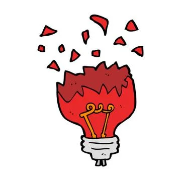 Cartoon red light bulb exploding Stock Illustration